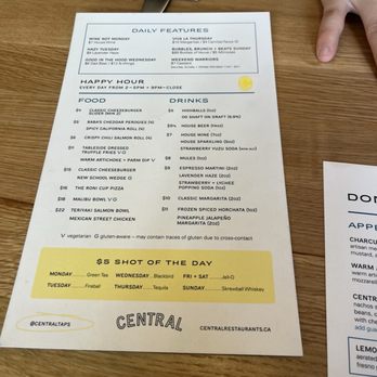 Central Restaurants - Vancouver Bentall - Happy Hour Menu - Sushi Bars Near Me - Vancouver, British Columbia