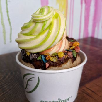 MOTO Pizza - West Seattle - Green Apple & Strawberry Swirl in Fruity Pebble Chocolate Moto Cone - Pizza Near Me - Seattle, Washington MOTO Pizza - West Seattle - Green Apple & Strawberry Swirl in Fruity Pebble Chocolate Moto Cone - Pizza Near Me - Seattle, Washington