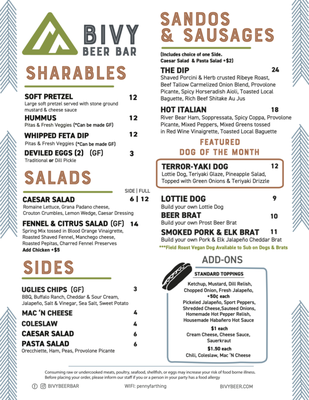 Menu photo 1 Bivy Beer Bar Golden, CO