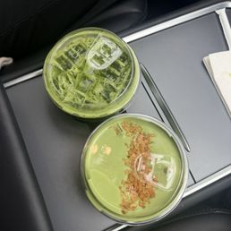 matcha latte and coconut matcha