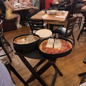 Lou Malnati's Pizzeria - Notice the shallowness of the pie fillings - Pizza Near Me - Chicago, Illinois Lou Malnati's Pizzeria - Notice the shallowness of the pie fillings - Pizza Near Me - Chicago, Illinois