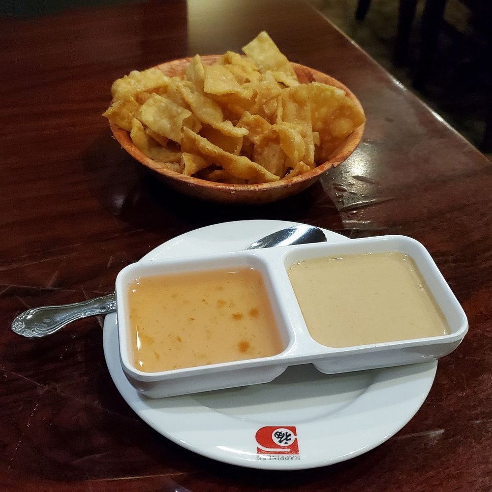 Five Happiness - New complimentary snack fried crunchy with sauces. - Chinese Near Me - New Orleans, Louisiana Five Happiness - New complimentary snack fried crunchy with sauces. - Chinese Near Me - New Orleans, Louisiana