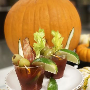 Brandywine Commons - a plate of bloody cocktails with a pumpkin in the background - American Near Me - Irvine, California Brandywine Commons - a plate of bloody cocktails with a pumpkin in the background - American Near Me - Irvine, California