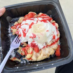 The Joy of Funnel Cakes - Strawberry Funnel Cake with Ice Cream