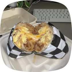 Meat lovers breakfast burrito
