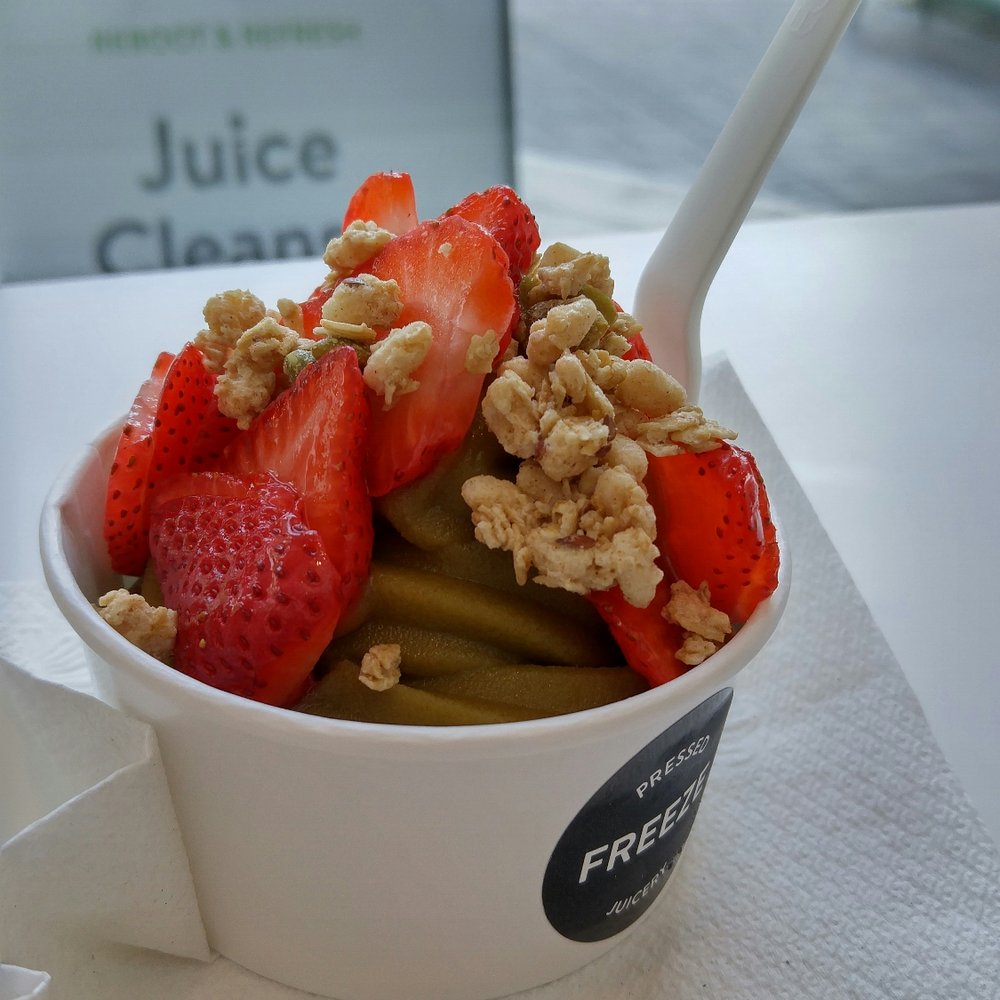 Pressed Juicery - Frozen Greens with granola and strawberries. - Juice Bars & Smoothies Near Me - Walnut Creek, California Pressed Juicery - Frozen Greens with granola and strawberries. - Juice Bars & Smoothies Near Me - Walnut Creek, California