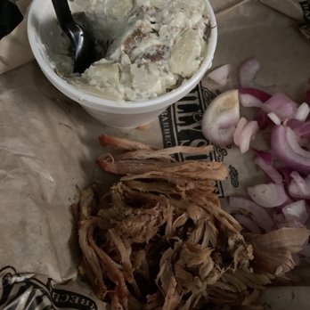 Billy Sims BBQ - Extra meat with sandwich and baked potato salad yummy - Barbeque Near Me - Dodge City, Kansas