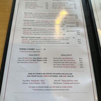 Sheba Ethiopian Restaurant - Menu - Ethiopian Near Me - Rockville, Maryland Sheba Ethiopian Restaurant - Menu - Ethiopian Near Me - Rockville, Maryland