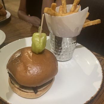 Jackalope's Bar and Grill - Three Onion Burger with fries - American Near Me - Fish Camp, California