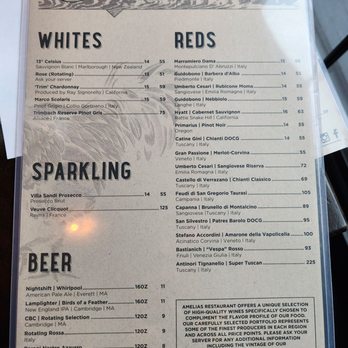 Amelias Trattoria - Wine list - Italian Near Me - Cambridge, Massachusetts