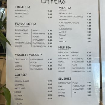 Layers - Menu - Bubble Tea Near Me - Fountain Valley, California