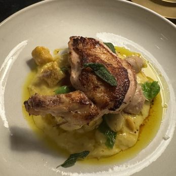 Slope Room - COOKS VENTURE CHICKEN -- 46 winter squash ricotta gnocchi, cippolini soubise, vadouvan, fresno chilies - New American Near Me - Vail, Colorado