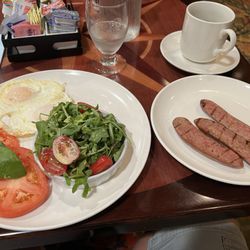 The Café - Paleo Eggs (left) and Reindeer Sausage (right)