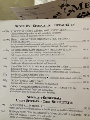 Menu photo 7 U Dvou Sester Prague, PR
