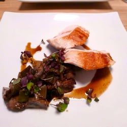 Touquet - Hawkes Bay lamb scotch fillet. Eggplant, mushroom and sage jus