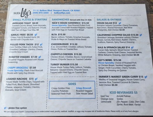 Menu photo 3 Balboa Lily's Newport Beach, CA Menu photo 3 Balboa Lily's Newport Beach, CA