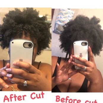 H2 Salon Brooklyn - My hair is stretched out in both photos - Hair Salons Near Me - Brooklyn, New York