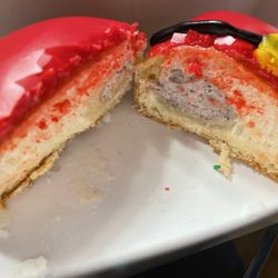 Krispy Kreme - Inside an Oreo type filling - not exactly evenly distributed
