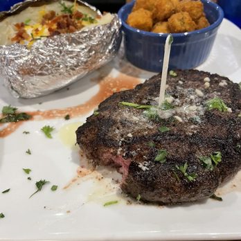 Strikers Steakhouse - Chopped steak, loaded baked potato and fried okra - Steakhouses Near Me - Lawrenceburg, Tennessee Strikers Steakhouse - Chopped steak, loaded baked potato and fried okra - Steakhouses Near Me - Lawrenceburg, Tennessee