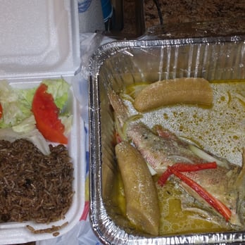 Chez Guyto Take Out Restaurant - Snapper, boiled plantain, rice and salad. $16.00 meal. It dependson the size of the fish. - Caribbean Near Me - Miramar, Florida