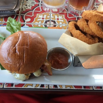 Chili's - American burger with lettuce, tomato, bacon cheese, and a special bbq sauce with bbq onion rings - American Near Me - Niagara Falls, New York