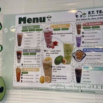 E T Tea & Popcorn Chicken - Menu - Bubble Tea Near Me - Mesa, Arizona E T Tea & Popcorn Chicken - Menu - Bubble Tea Near Me - Mesa, Arizona