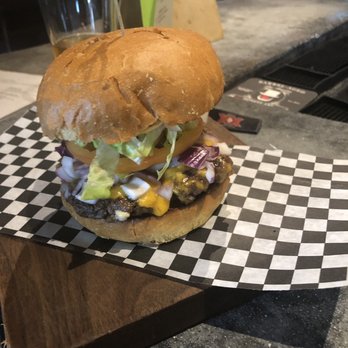 Dark Horse Tavern - Standard burger with red onions - New American Near Me - Los Angeles, California Dark Horse Tavern - Standard burger with red onions - New American Near Me - Los Angeles, California