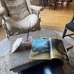 Alternative Grounds Caffe - Iced mocha and pastry in reading corner
