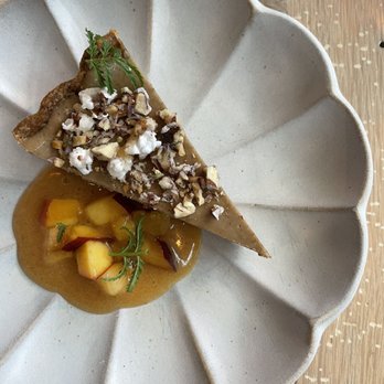 Oyster Oyster - Pecan tart with peaches (vernal menu '22) @davideatsdc - Vegetarian Near Me - Washington, DC, District of Columbia Oyster Oyster - Pecan tart with peaches (vernal menu '22) @davideatsdc - Vegetarian Near Me - Washington, DC, District of Columbia