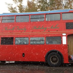 Merrill Family Holidays - Our famous double decker bus at Merrill Family Holidays sales lot