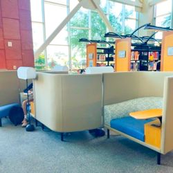 Create Spaces - Private study booths with integrated lighting at the College of Southern Nevada library, higher education project by Create Spaces.
