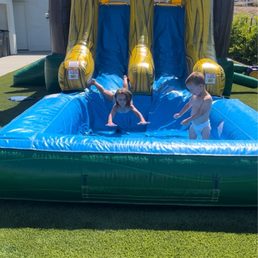 Double slide into the water Double slide into the water