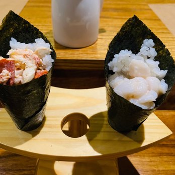 Ocean Code Handroll Bar - Left lobster handroll, right scallop hand roll - Japanese Near Me - Carle Place, New York