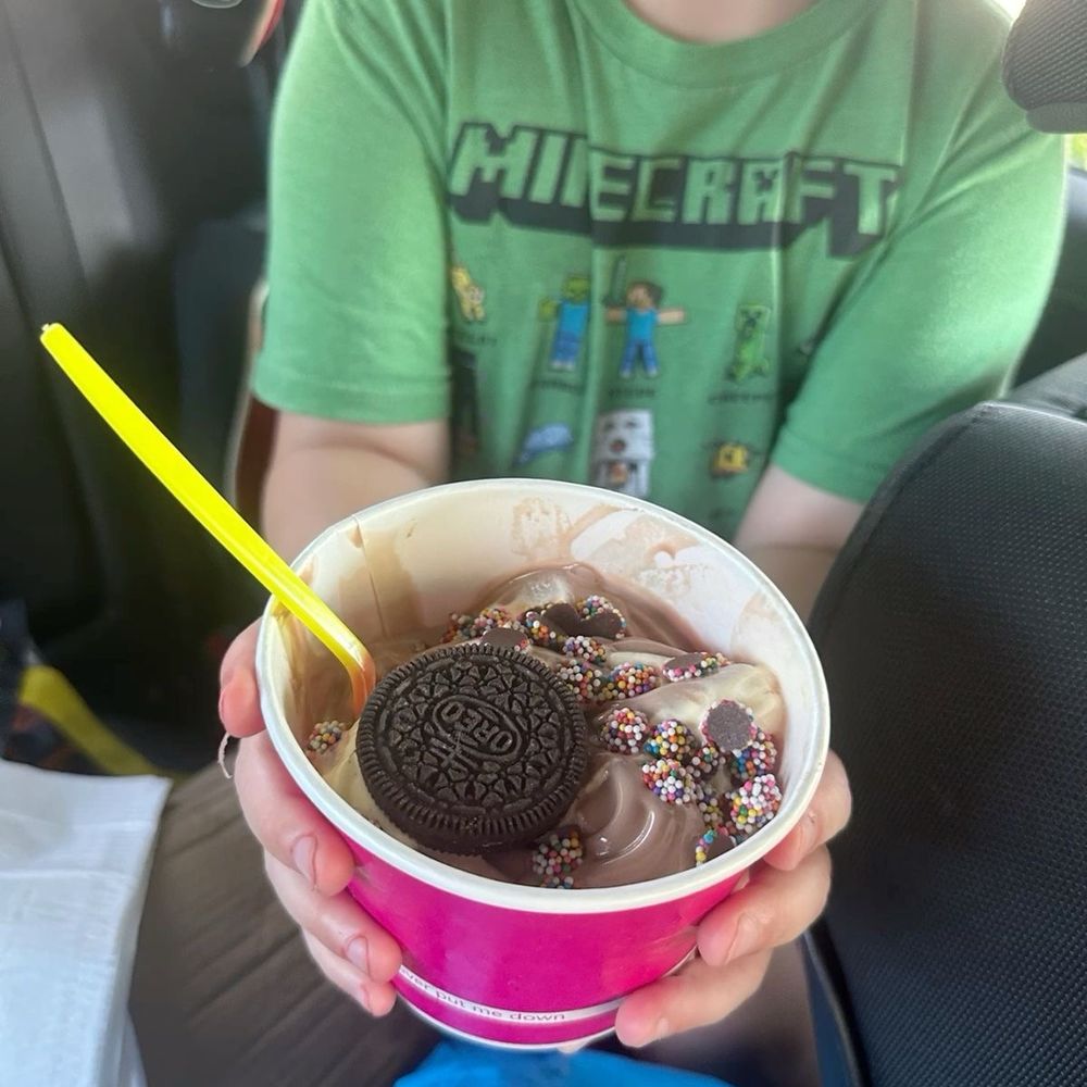 Yoforit Frozen Yogurt - dutch chocolate & vanilla swirl with rainbow cluster candies & an oreo - Ice Cream & Frozen Yogurt Near Me - Monroe, Washington Yoforit Frozen Yogurt - dutch chocolate & vanilla swirl with rainbow cluster candies & an oreo - Ice Cream & Frozen Yogurt Near Me - Monroe, Washington