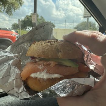 Bagel Bros - Lox bagel with poppy seeds and avocado! - Bagels Near Me - San Marcos, Texas