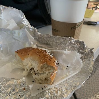 Good Morning Bagels - Two Everything w/ smear of cream cheese and large dark roast. Not bad. - Bagels Near Me - Farmington, Connecticut Good Morning Bagels - Two Everything w/ smear of cream cheese and large dark roast. Not bad. - Bagels Near Me - Farmington, Connecticut