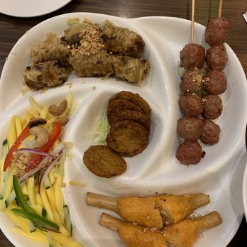 Pho Pad Thai - The platter with spring rolls, meatballs, mango salad, sugarcane shrimps and fish cakes. - Vietnamese Near Me - Markham, Ontario