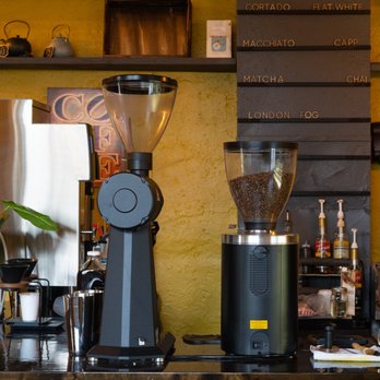 Black Coffee Cafe - two coffee grinders on a counter - Coffee & Tea Near Me - Detroit, Michigan
