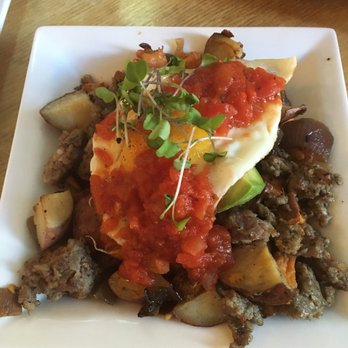 Roots Cafe - Root veggie hash with sausage. Delicious and light. - Cafes Near Me - Charlotte, North Carolina