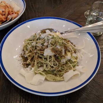 Ten Foot Henry - Bucatini with pistachio pesto - Canadian (New) Near Me - Calgary, Alberta Ten Foot Henry - Bucatini with pistachio pesto - Canadian (New) Near Me - Calgary, Alberta