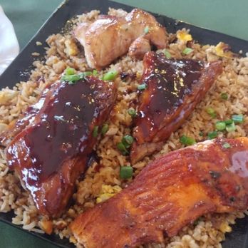 Bento Box - Quadfecta of Meats with garlic fried rice - Sushi Bars Near Me - Foley, Alabama
