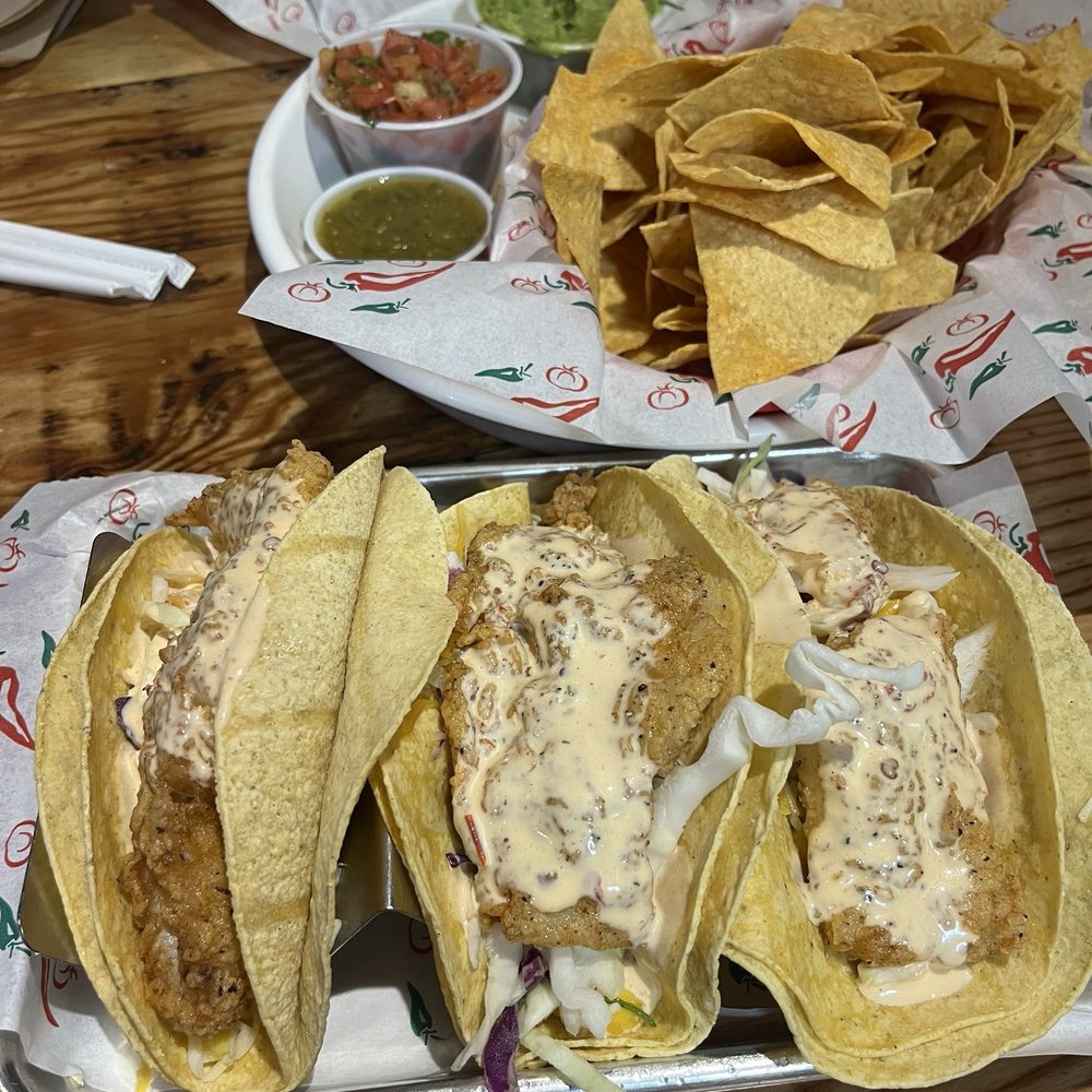 Chimayo Grill - Baja Fish Tacos - chips/salsa & Guacamole - Mexican Near Me - Dillon, Colorado Chimayo Grill - Baja Fish Tacos - chips/salsa & Guacamole - Mexican Near Me - Dillon, Colorado