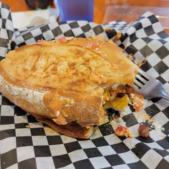 The Porchetta House - Al pastor sandwich - I had turned it over hence the messiness - Sandwiches Near Me - Denver, Colorado