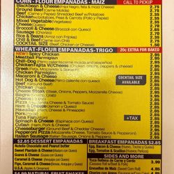 Mama's Empanadas - Menu