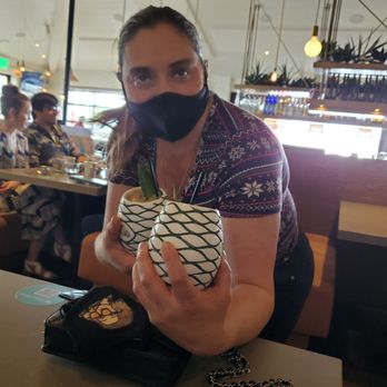 Playa Mesa - Scarlett serving us our Pasión del Patrón  drink. - Mexican Near Me - Costa Mesa, California