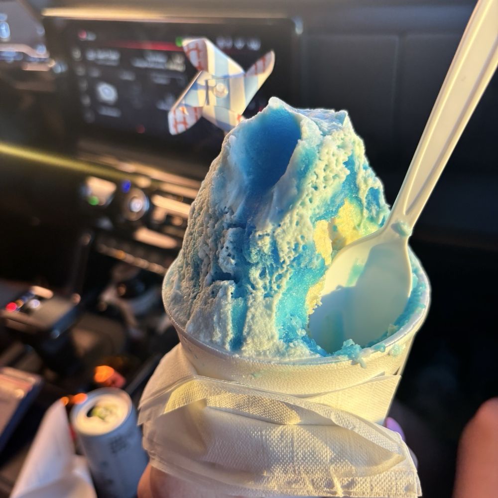 Happy's Shaved Ice, Bubble Tea and Smoothies - Filled blue coconut snow cone - Shaved Ice Near Me - Lubbock, Texas Happy's Shaved Ice, Bubble Tea and Smoothies - Filled blue coconut snow cone - Shaved Ice Near Me - Lubbock, Texas