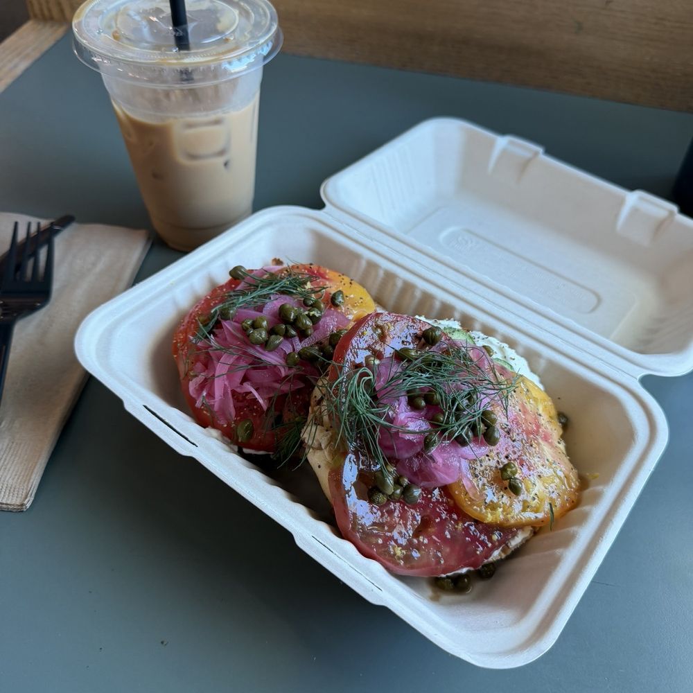 Kit at The Library - Spanish latte and bagel sandwich - Coffee & Tea Near Me - Newport Beach, California Kit at The Library - Spanish latte and bagel sandwich - Coffee & Tea Near Me - Newport Beach, California