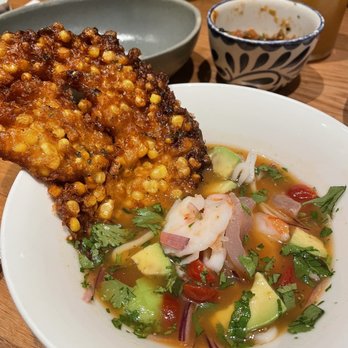 Flores Corte Madera - CEVICHE MIXTO CAMPECHANO* Ono, shrimp, squid, avocado, tomato, red onion, roasted tomato, agua de chile - Mexican Near Me - Corte Madera, California