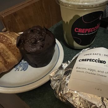 Crepeccino - Bacon, eggs, and cheese. Cornetto. MUFFIN CACAO. Pistachio lover Shake - Desserts Near Me - Jersey City, New Jersey Crepeccino - Bacon, eggs, and cheese. Cornetto. MUFFIN CACAO. Pistachio lover Shake - Desserts Near Me - Jersey City, New Jersey