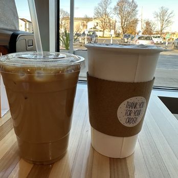 Cafe XIX - Iced oat milk latte and hot latte - Cafes Near Me - Seneca Falls, New York